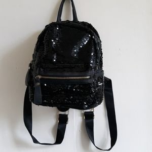 Black Bling Sequin Backpack Purse Bag Sparkly!